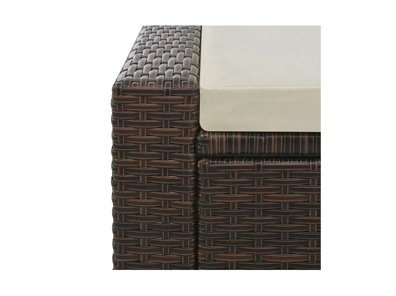 Lit de jardin double tissu beige et résine tressée marron Luvi