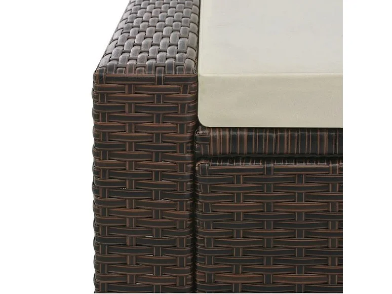 Lit de jardin double tissu beige et résine tressée marron Luvi