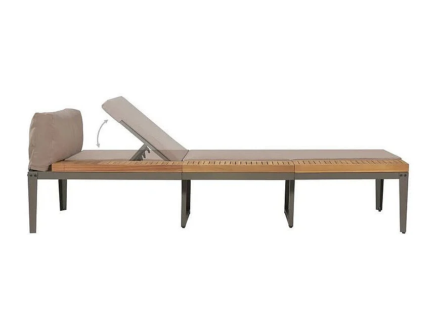 Chaise longue tissu marron et pieds métal gris Vicha