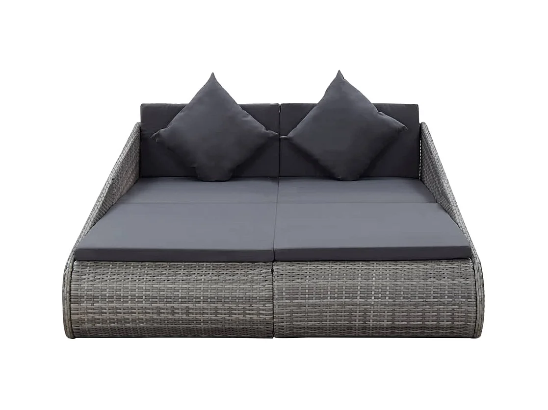 Lit de jardin Gris 200x139 Résine tressée