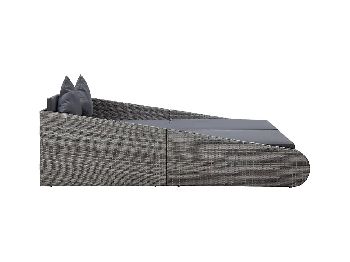 Lit de jardin Gris 200x139 Résine tressée