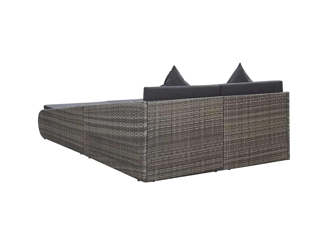 Lit de jardin Gris 200x139 Résine tressée