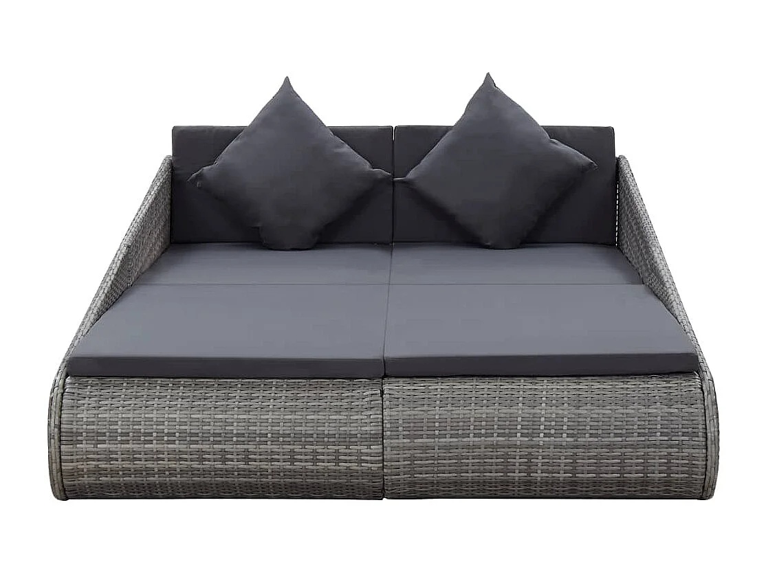 Lit de jardin Gris 200x139 Résine tressée