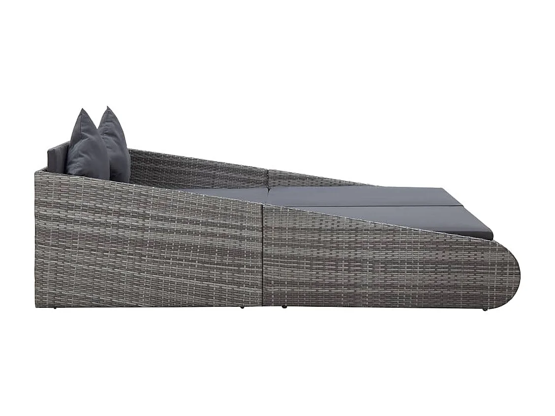 Lit de jardin Gris 200x139 Résine tressée