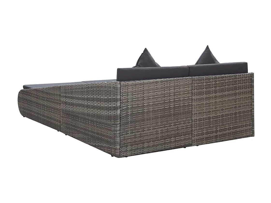 Lit de jardin Gris 200x139 Résine tressée