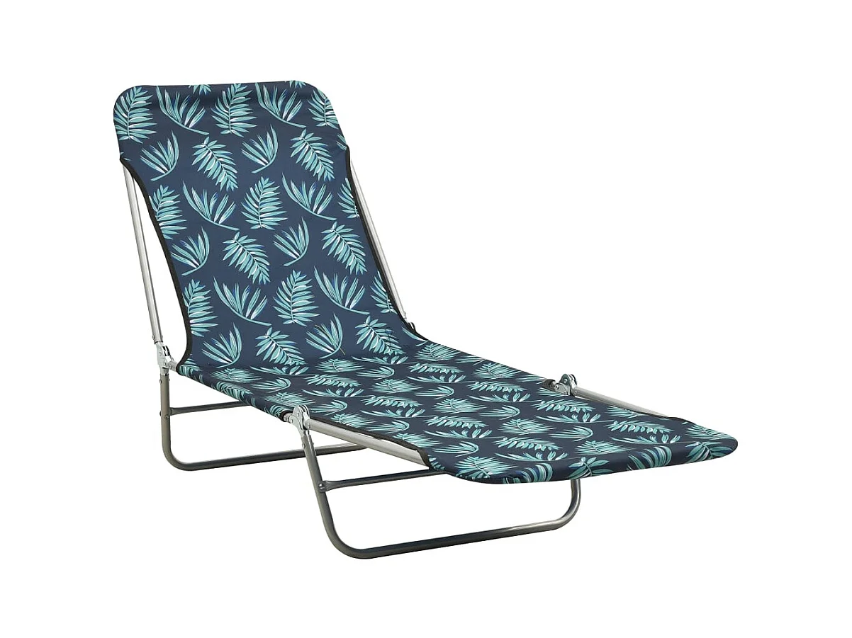 Chaises longues pliables 2 pcs Acier et tissu Motif de feuilles