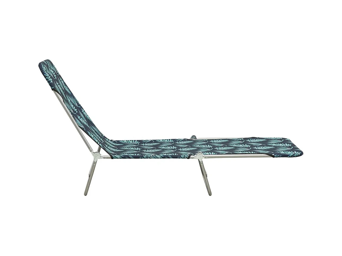 Chaises longues pliables 2 pcs Acier et tissu Motif de feuilles