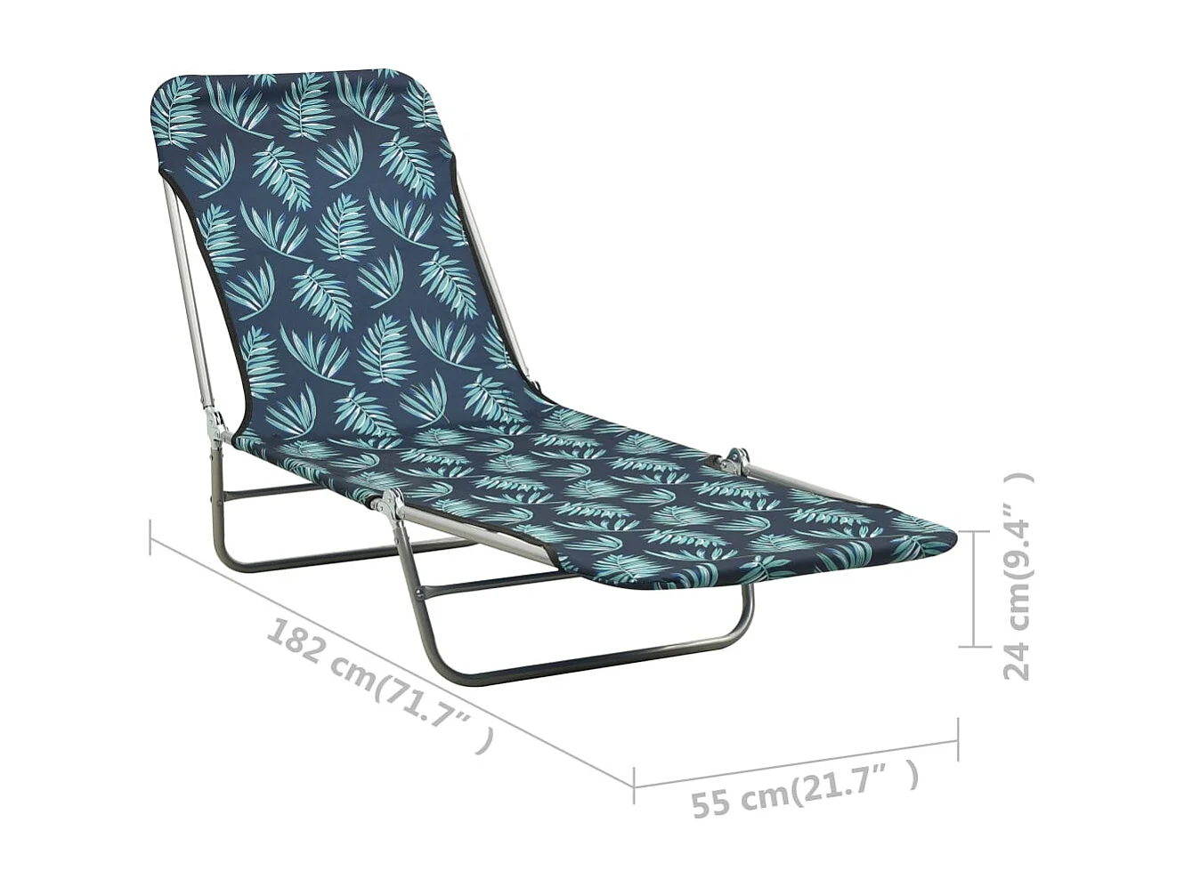 Chaises longues pliables 2 pcs Acier et tissu Motif de feuilles