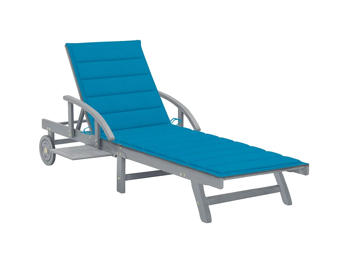 Chaise longue de jardin avec coussin Bois d'acacia solide 3