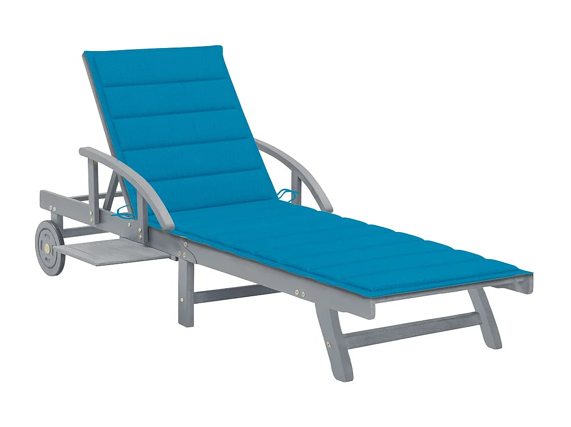 Chaise longue de jardin avec coussin Bois d'acacia solide 3