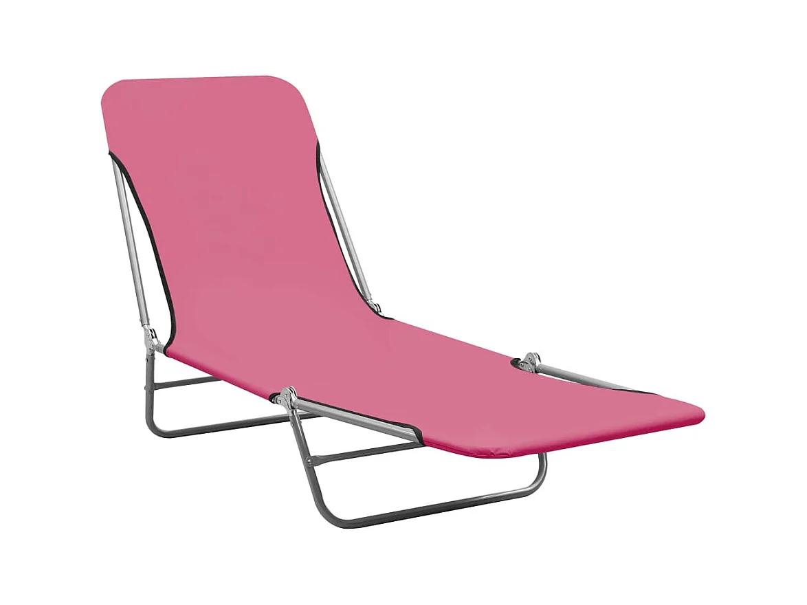Chaises longues pliables 2 pcs Acier et tissu Rose