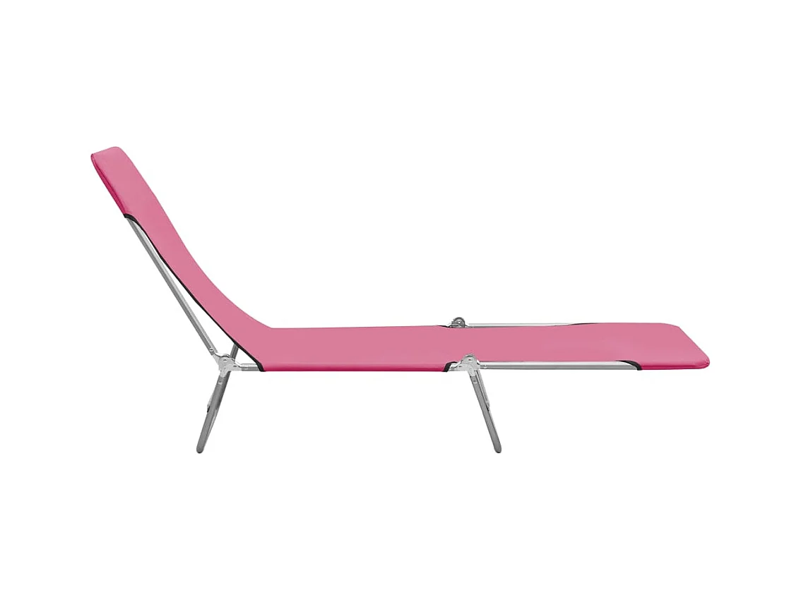 Chaises longues pliables 2 pcs Acier et tissu Rose