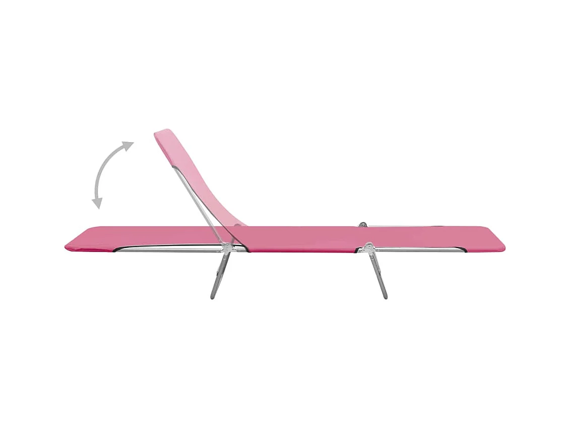 Chaises longues pliables 2 pcs Acier et tissu Rose
