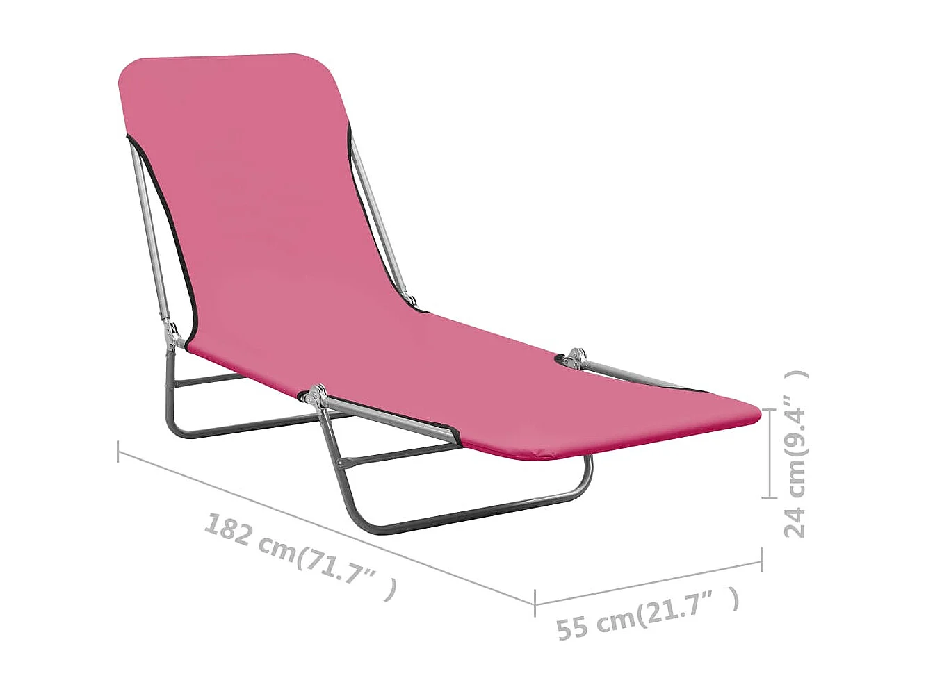 Chaises longues pliables 2 pcs Acier et tissu Rose