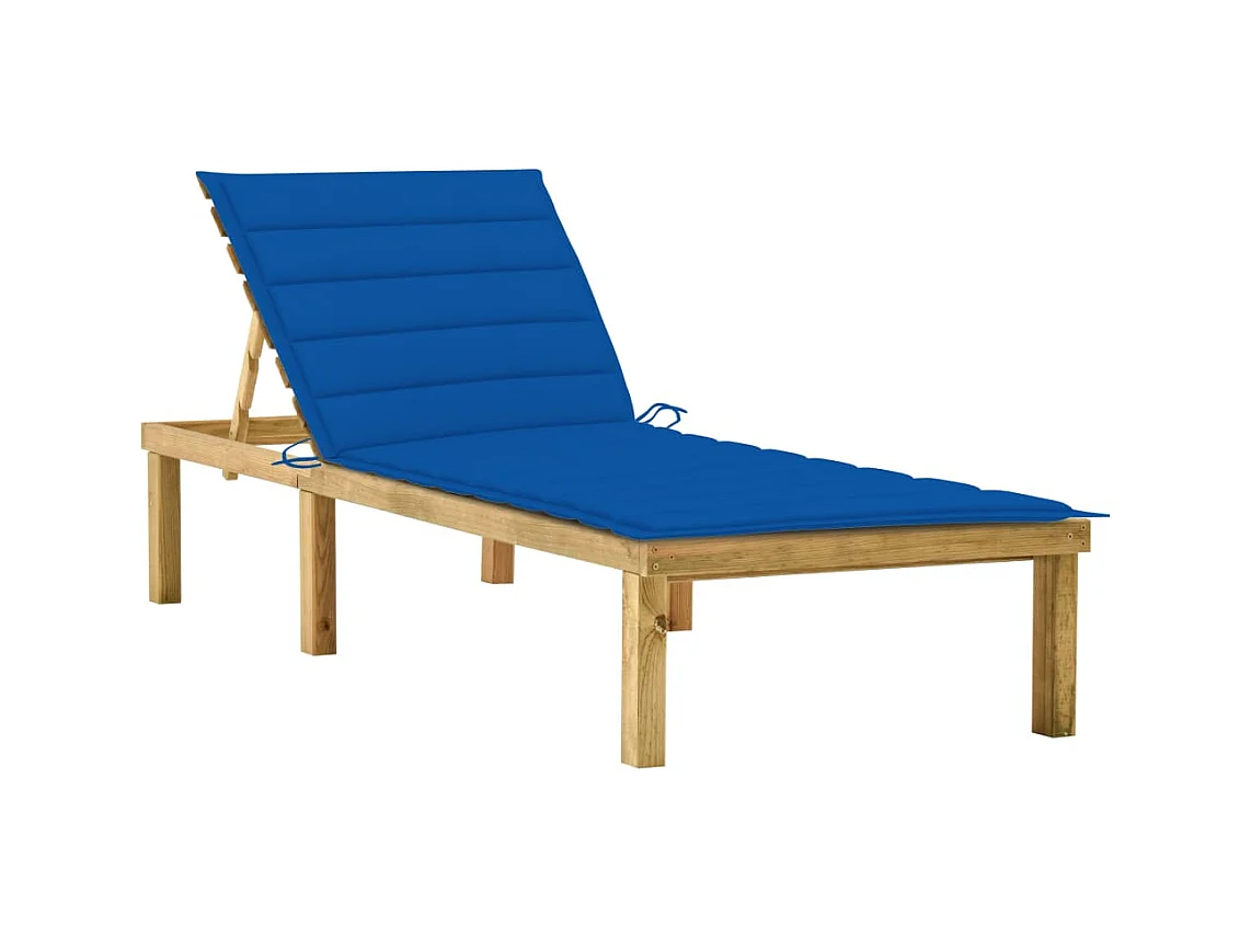 Chaise longue avec coussin bleu royal Bois de pin imprégné 2