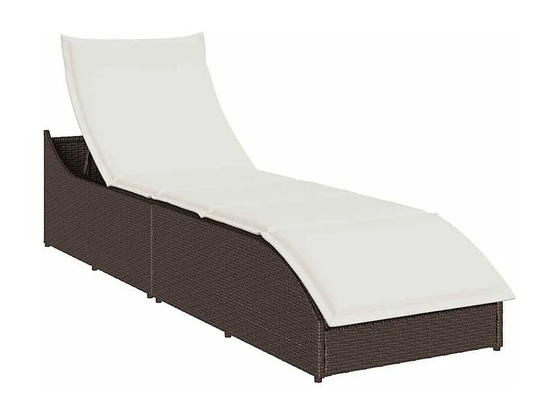 Chaise longue pliante coussin rangement marron résine tressée