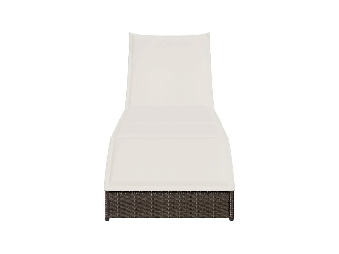 Chaise longue pliante coussin rangement marron résine tressée