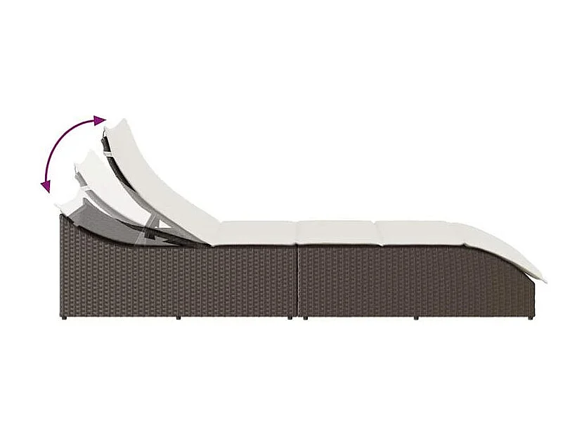 Chaise longue pliante coussin rangement marron résine tressée