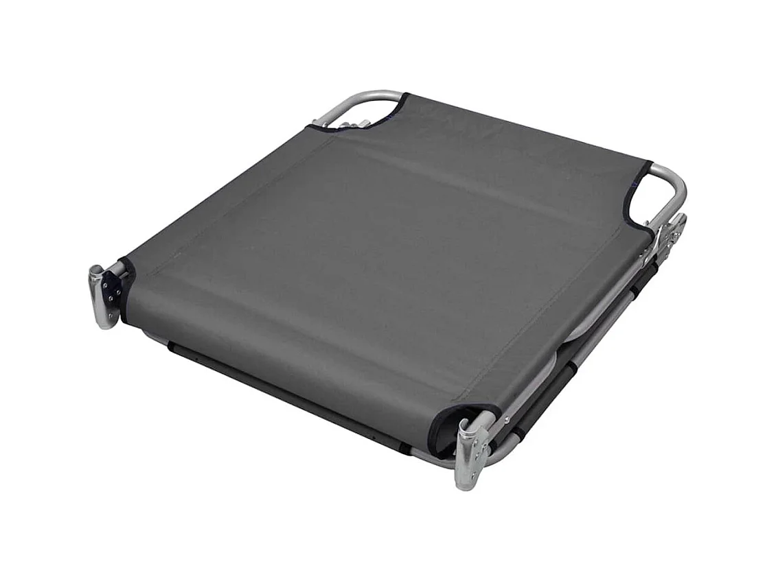 Chaise longue pliable et coussin de tête Dossier réglable Gris