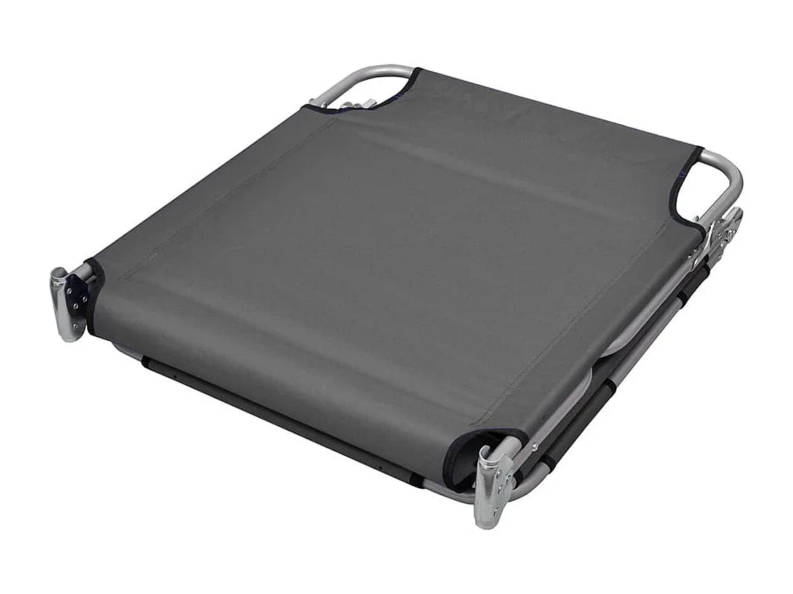 Chaise longue pliable et coussin de tête Dossier réglable Gris