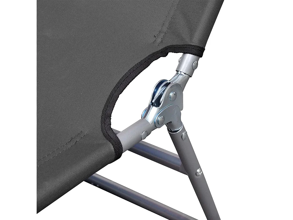 Chaise longue pliable et coussin de tête Dossier réglable Gris