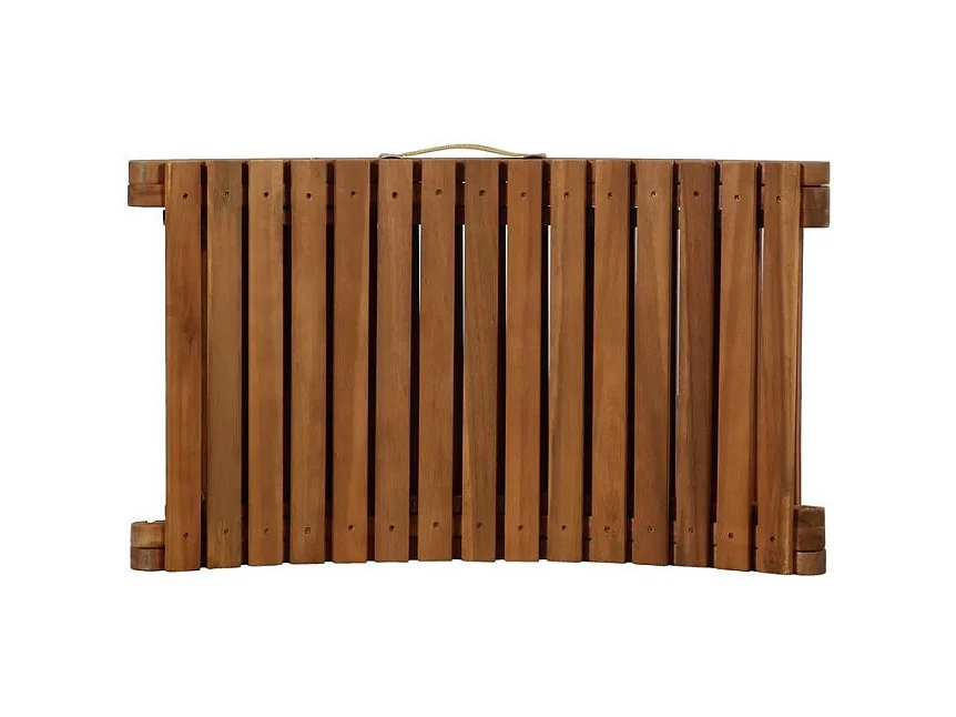 Chaise longue pliable tissu gris et acacia massif huilé Tulak