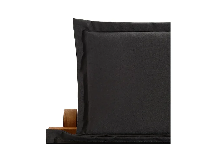 Chaise longue pliable tissu gris et acacia massif huilé Tulak