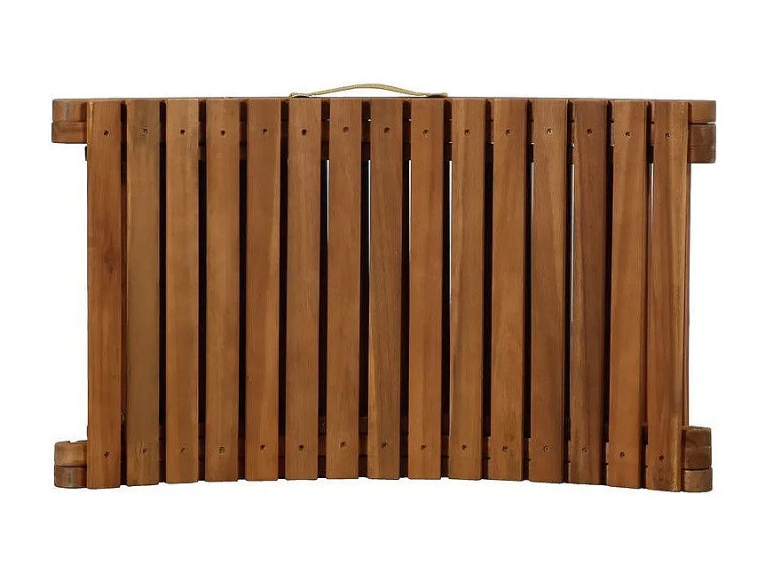 Chaise longue pliable tissu gris et acacia massif huilé Tulak