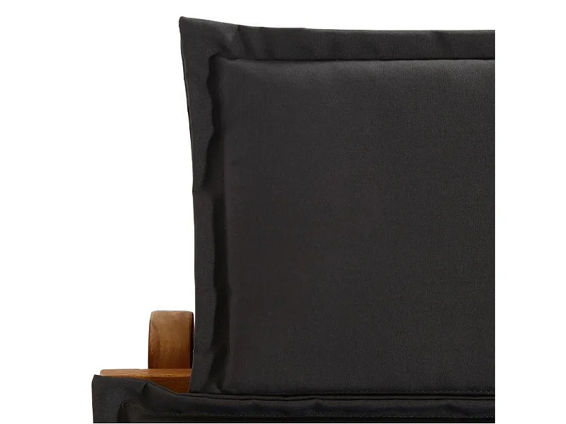 Chaise longue pliable tissu gris et acacia massif huilé Tulak