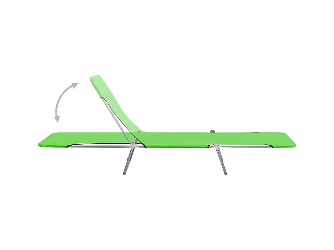 Chaises longues pliables 2 pcs Acier et tissu Vert