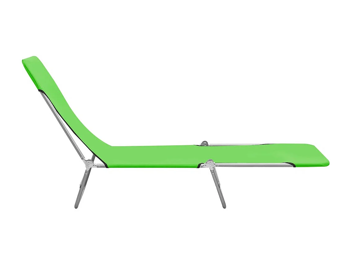 Chaises longues pliables 2 pcs Acier et tissu Vert