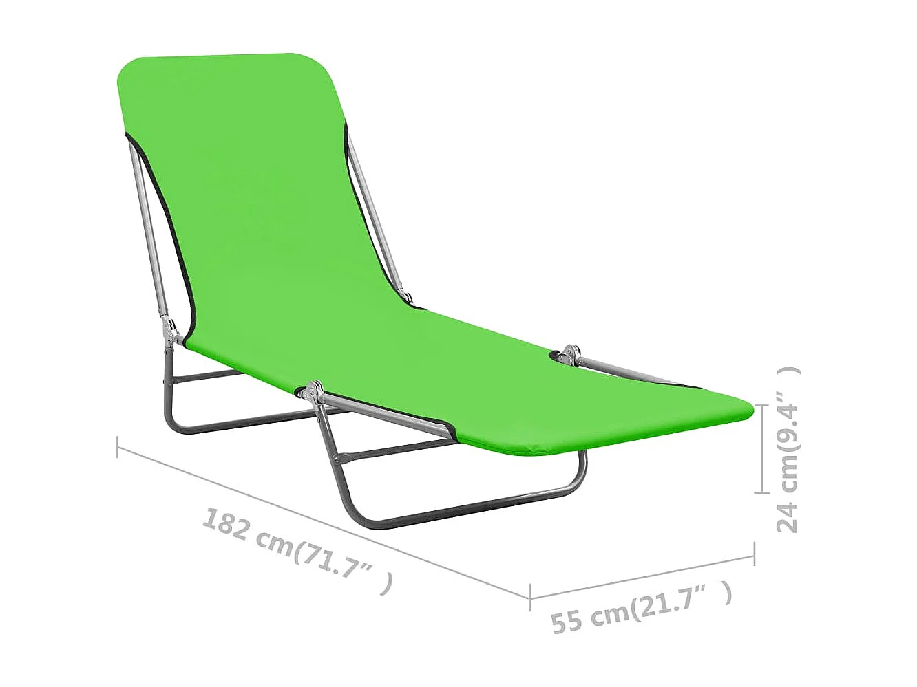 Chaises longues pliables 2 pcs Acier et tissu Vert