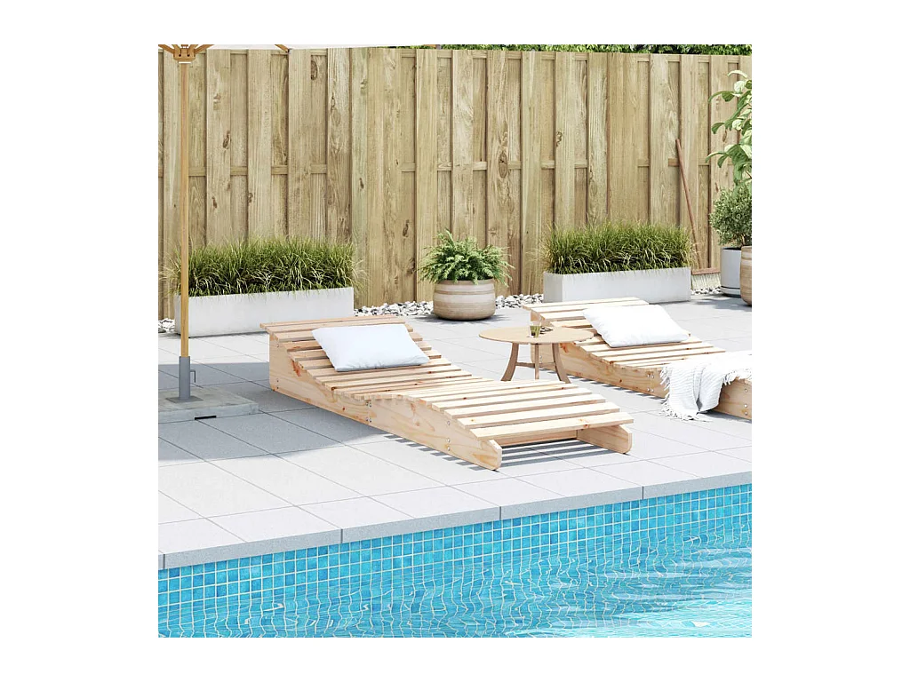 Chaise longue 205x70x31,5 bois massif de pin