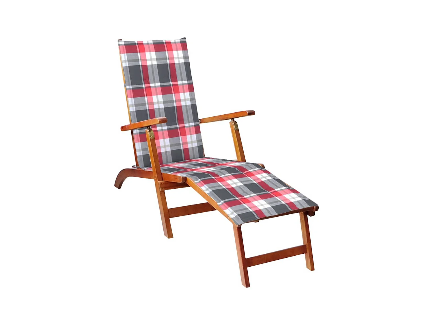 Chaise de terrasse avec repose-pied et coussin Acacia solide 12