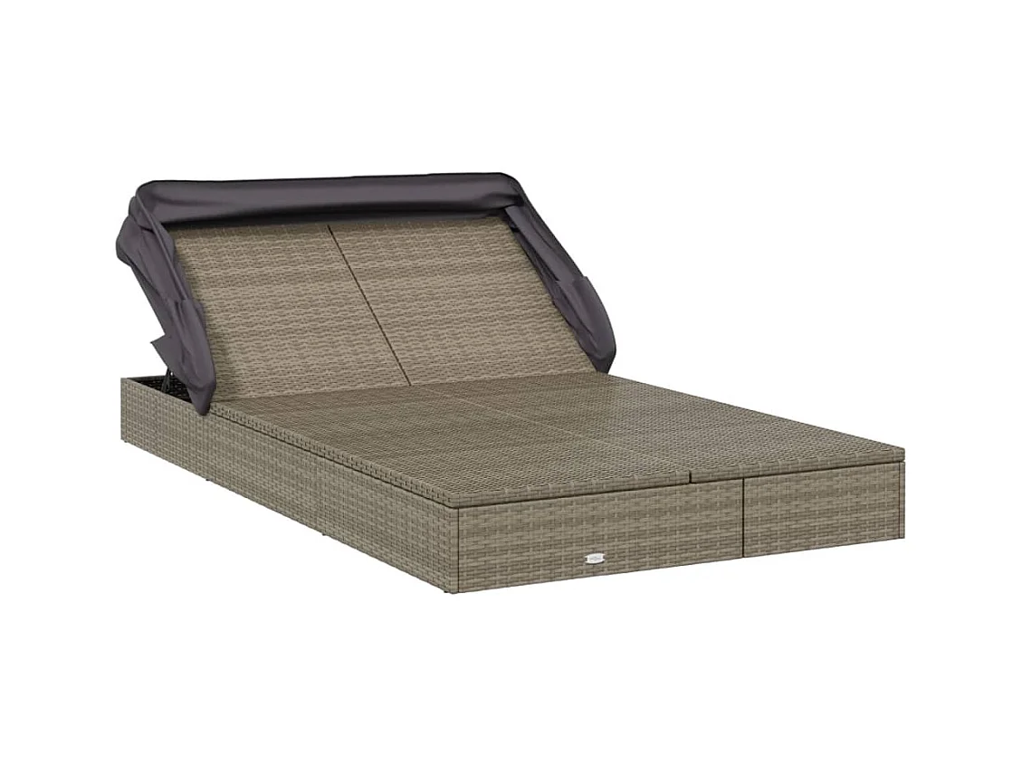 Transat 2 places avec toit pliable gris 213x118x97