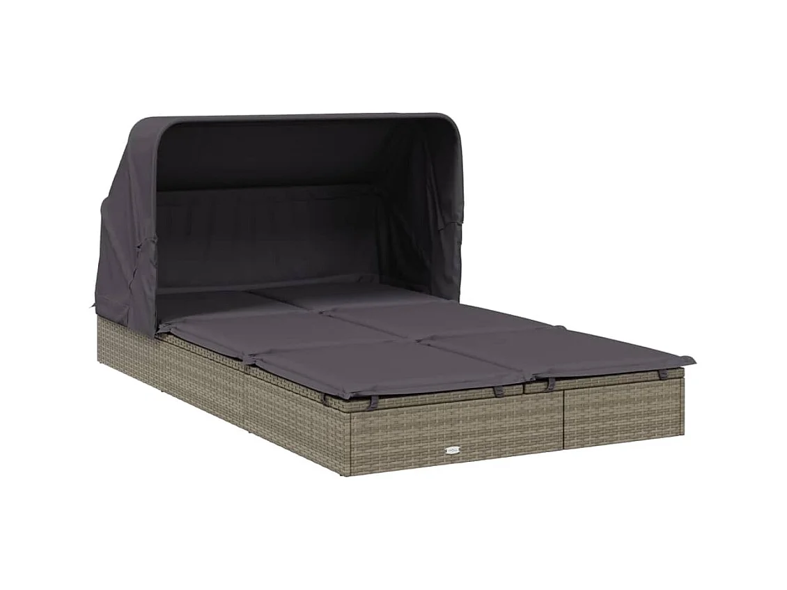 Transat 2 places avec toit pliable gris 213x118x97