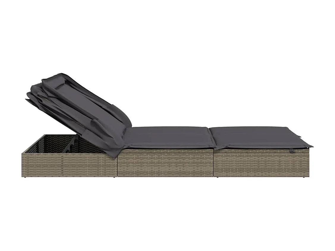 Transat 2 places avec toit pliable gris 213x118x97