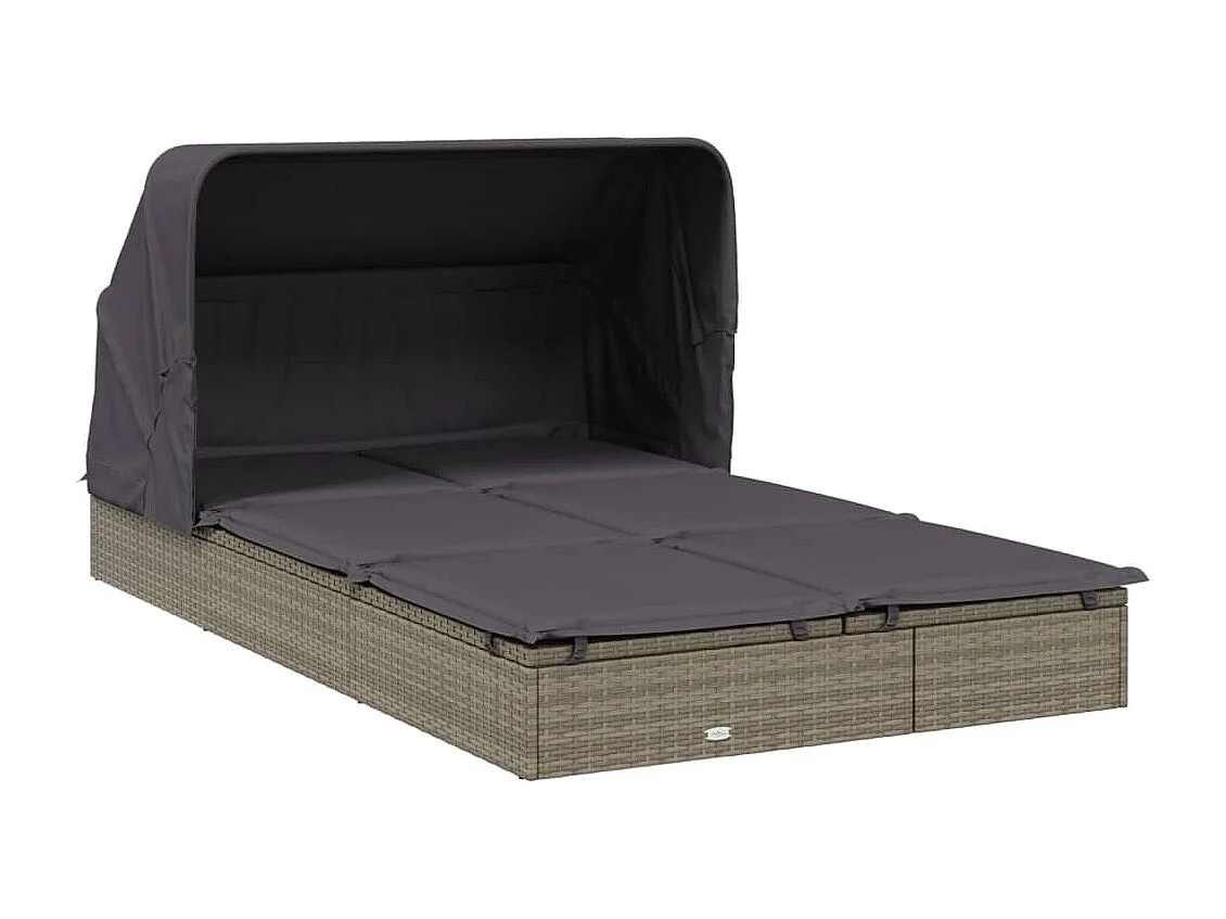 Transat 2 places avec toit pliable gris 213x118x97