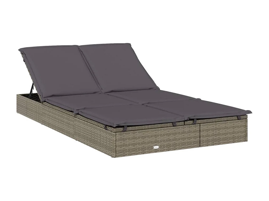 Transat 2 places avec toit pliable gris 213x118x97