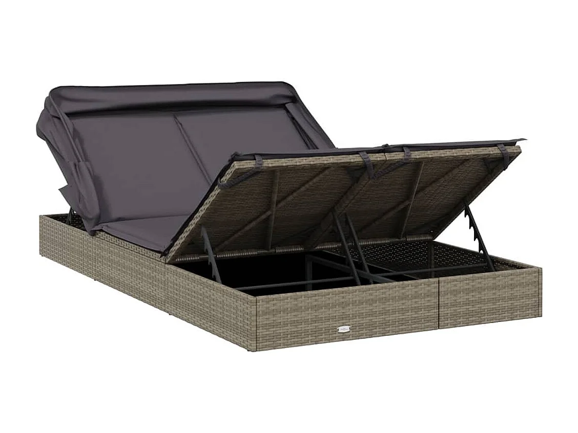 Transat 2 places avec toit pliable gris 213x118x97