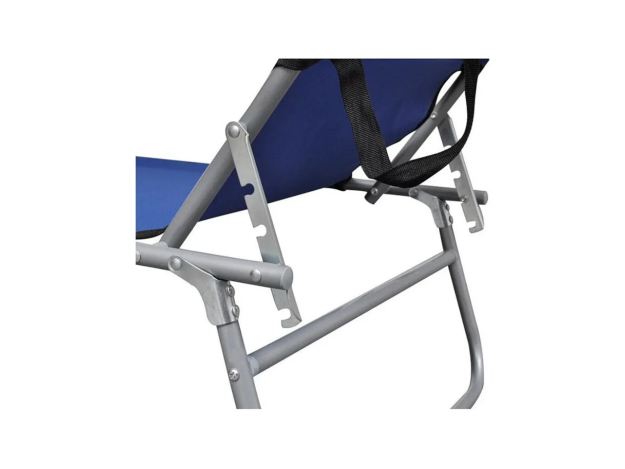 Chaise longue pliable avec auvent tissu bleu et métal Sher