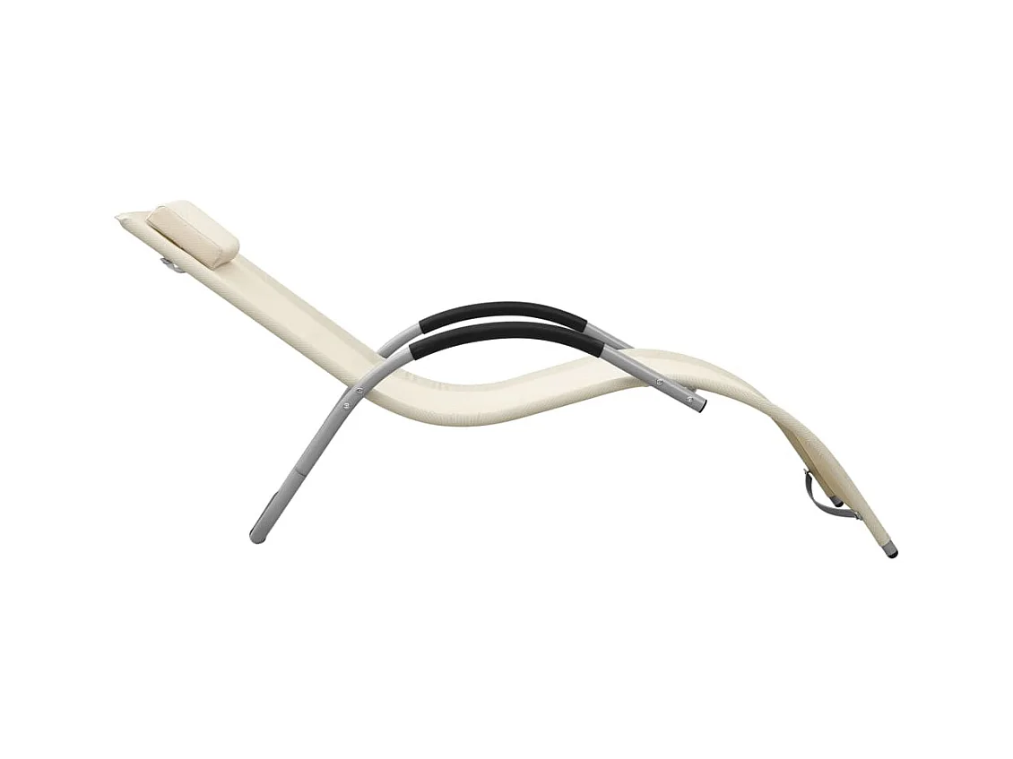 Chaise longue Textilène Crème et gris