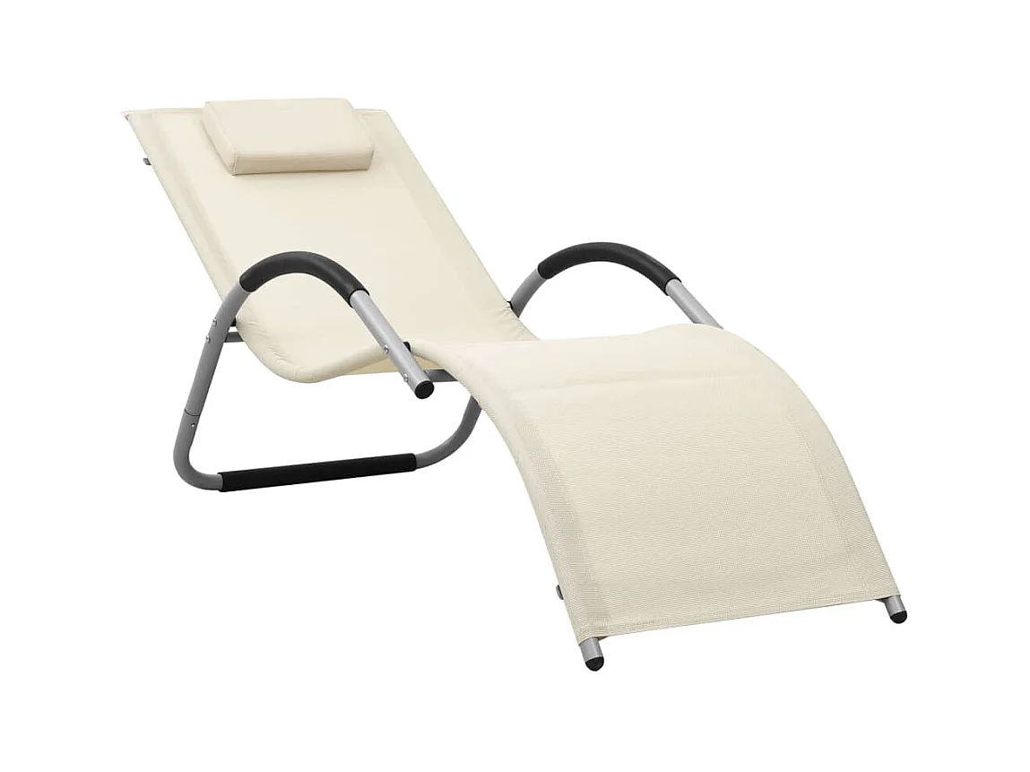 Chaise longue Textilène Crème et gris