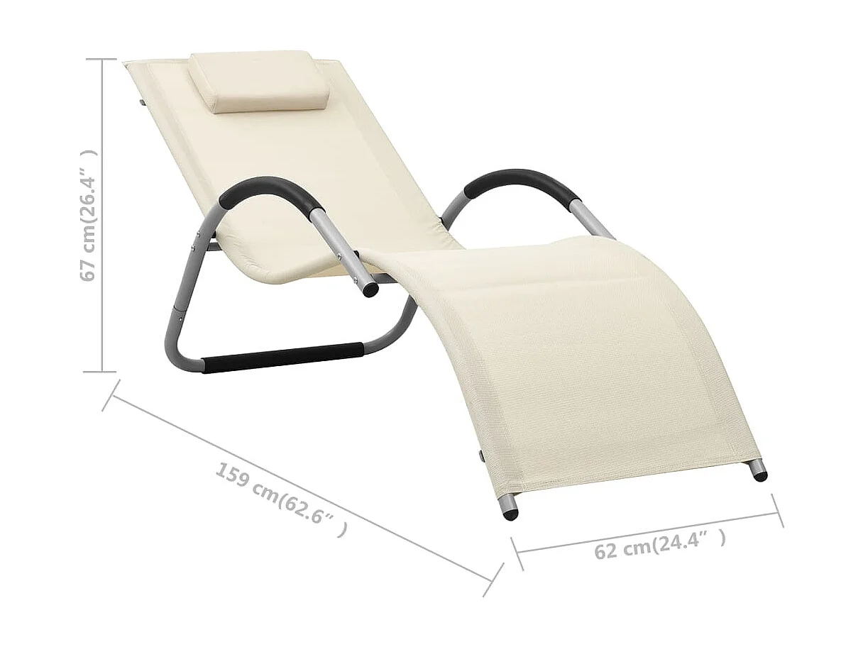 Chaise longue Textilène Crème et gris