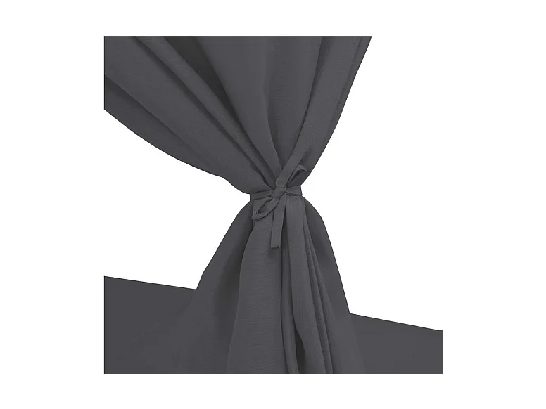 Lit de jardin à baldaquin polyester et résine tressée gris Uvo