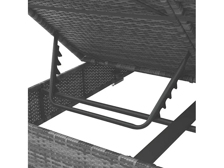 Lit de jardin à baldaquin polyester et résine tressée gris Uvo