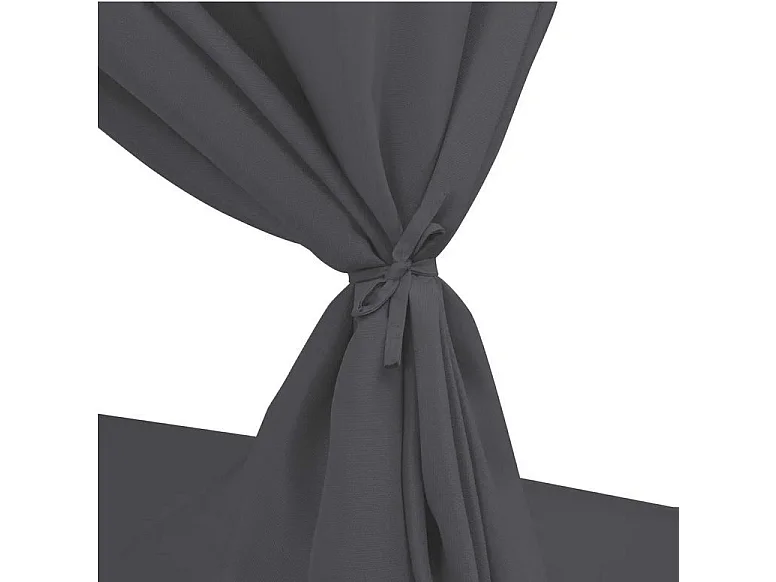 Lit de jardin à baldaquin polyester et résine tressée gris Uvo