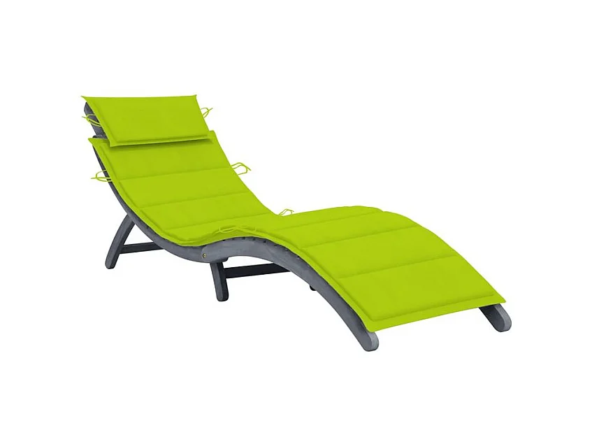 Chaise longue avec coussin Gris Bois d'acacia solide