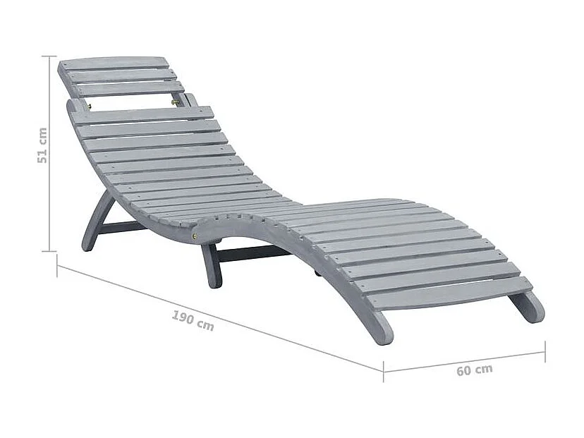 Chaise longue avec coussin Gris Bois d'acacia solide