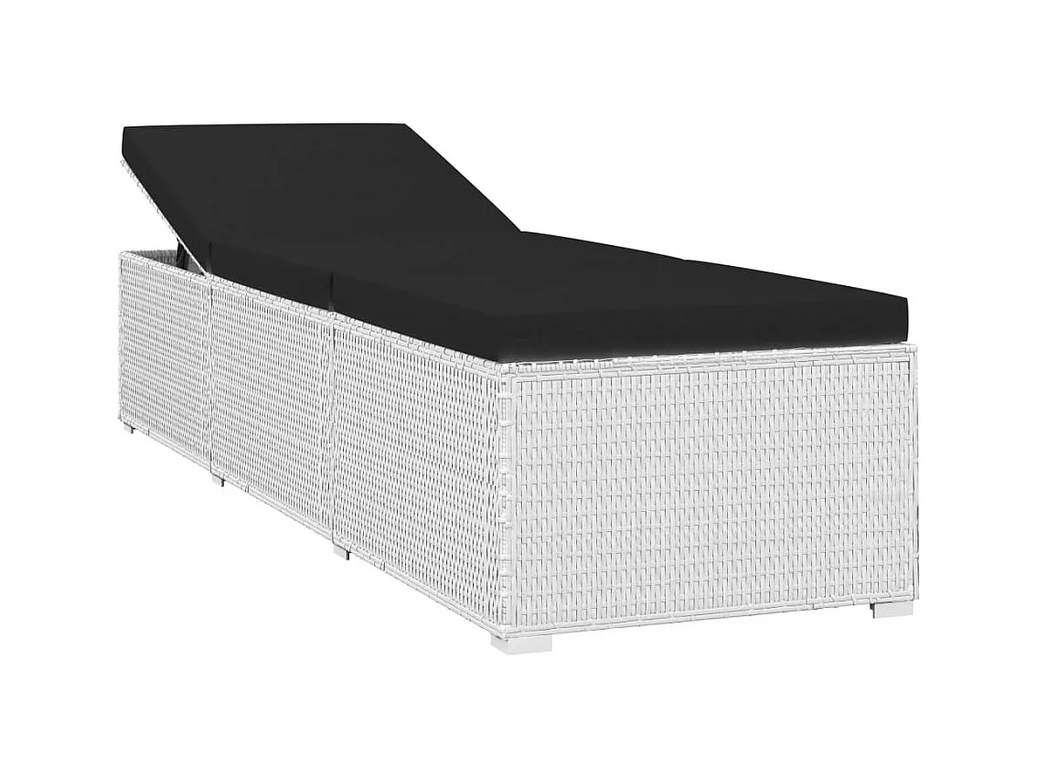 Chaises longues de jardin table à thé 3pcs Résine tressée Blanc